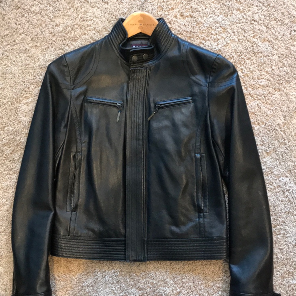 Leather motorcycle jacket